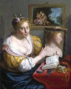 Paulus Moreelse Girl with a Mirror Germany oil painting artist